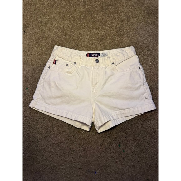 Vintage Bongo White Denim Shorts High Waisted 90s Retro Cream Cotton 30 Waist - Picture 2 of 4